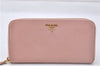 Authentic PRADA Saffiano Metal Leather Long Wallet Purse 1ML506 Pink 2782F