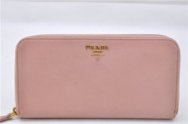Authentic PRADA Saffiano Metal Leather Long Wallet Purse 1ML506 Pink 2782F
