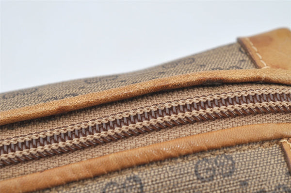 Authentic GUCCI Micro GG PVC Leather Shoulder Cross Body Bag Brown Junk 2782I