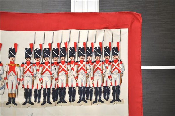 Authentic HERMES Carre 90 Scarf "LA GRANDE ARMEE" Silk Red 2783D