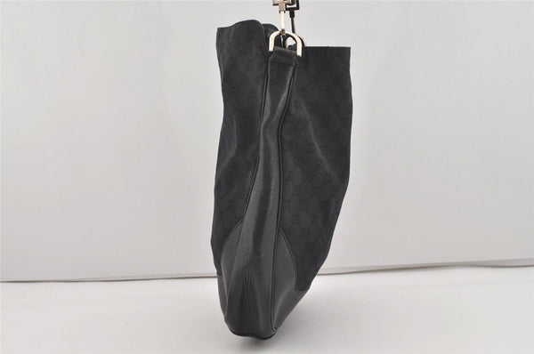 Authentic GUCCI Bamboo Shoulder Tote Bag GG Canvas Leather 0014058 Black 2783I