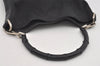 Authentic GUCCI Bamboo Shoulder Tote Bag GG Canvas Leather 0014058 Black 2783I