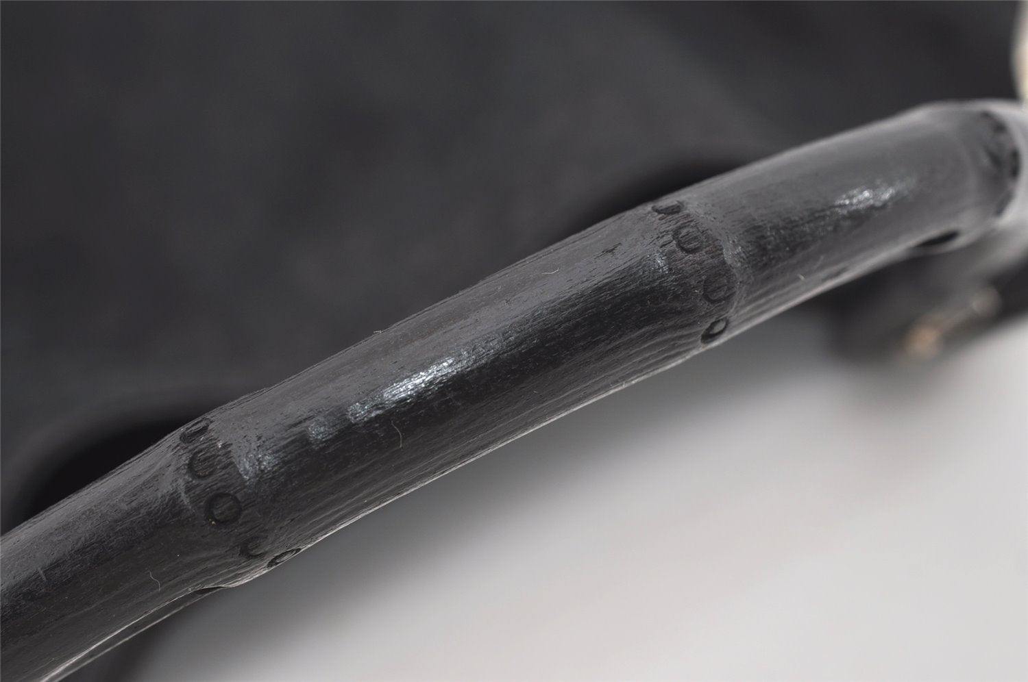 Authentic GUCCI Bamboo Shoulder Tote Bag GG Canvas Leather 0014058 Black 2783I