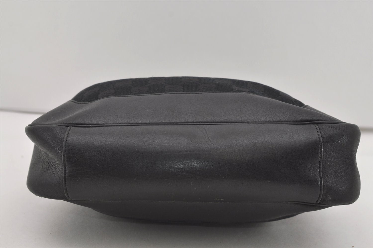 Authentic GUCCI Bamboo Shoulder Tote Bag GG Canvas Leather 0014058 Black 2783I