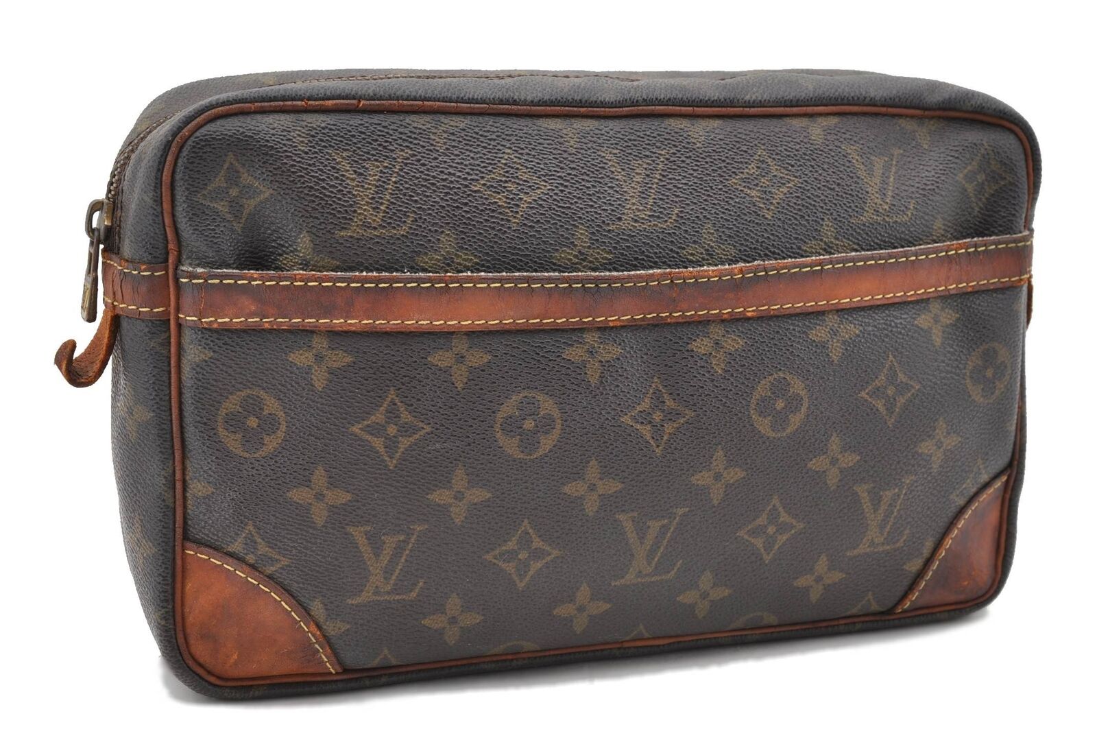 Authentic Louis Vuitton Monogram Compiegne 28 Clutch Hand Bag M51845 LV 2784C