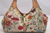 Authentic GUCCI Jackie Flora Shoulder Hand Bag Canvas Leather 145819 White 2784I