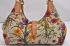 Authentic GUCCI Jackie Flora Shoulder Hand Bag Canvas Leather 145819 White 2784I
