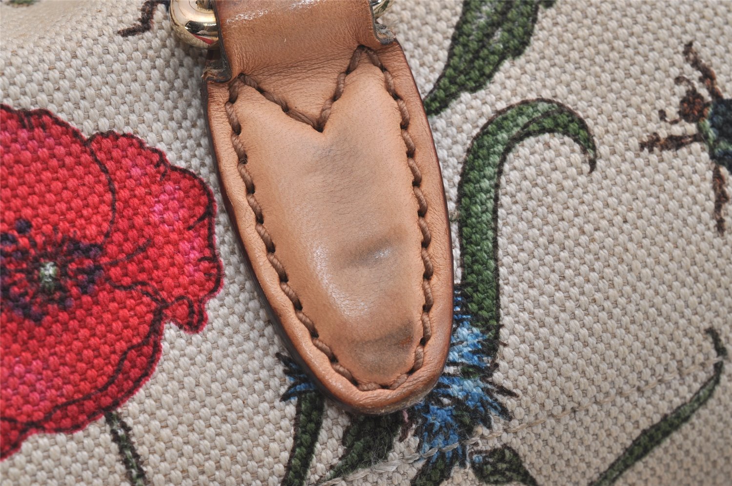 Authentic GUCCI Jackie Flora Shoulder Hand Bag Canvas Leather 145819 White 2784I