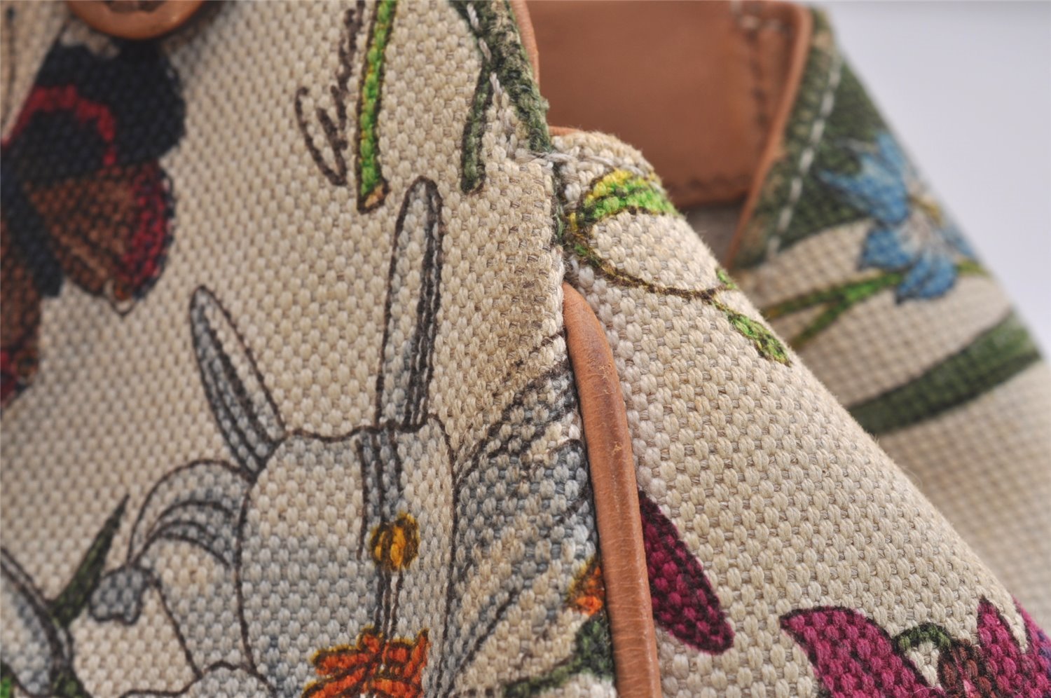 Authentic GUCCI Jackie Flora Shoulder Hand Bag Canvas Leather 145819 White 2784I