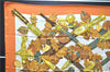 Authentic HERMES Carre 90 Scarf "AU PLUS DRU" Silk Orange 2785D