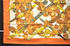 Authentic HERMES Carre 90 Scarf "AU PLUS DRU" Silk Orange 2785D