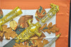 Authentic HERMES Carre 90 Scarf "AU PLUS DRU" Silk Orange 2785D