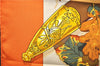Authentic HERMES Carre 90 Scarf "AU PLUS DRU" Silk Orange 2785D