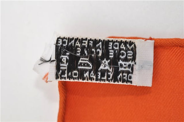 Authentic HERMES Carre 90 Scarf "AU PLUS DRU" Silk Orange 2785D