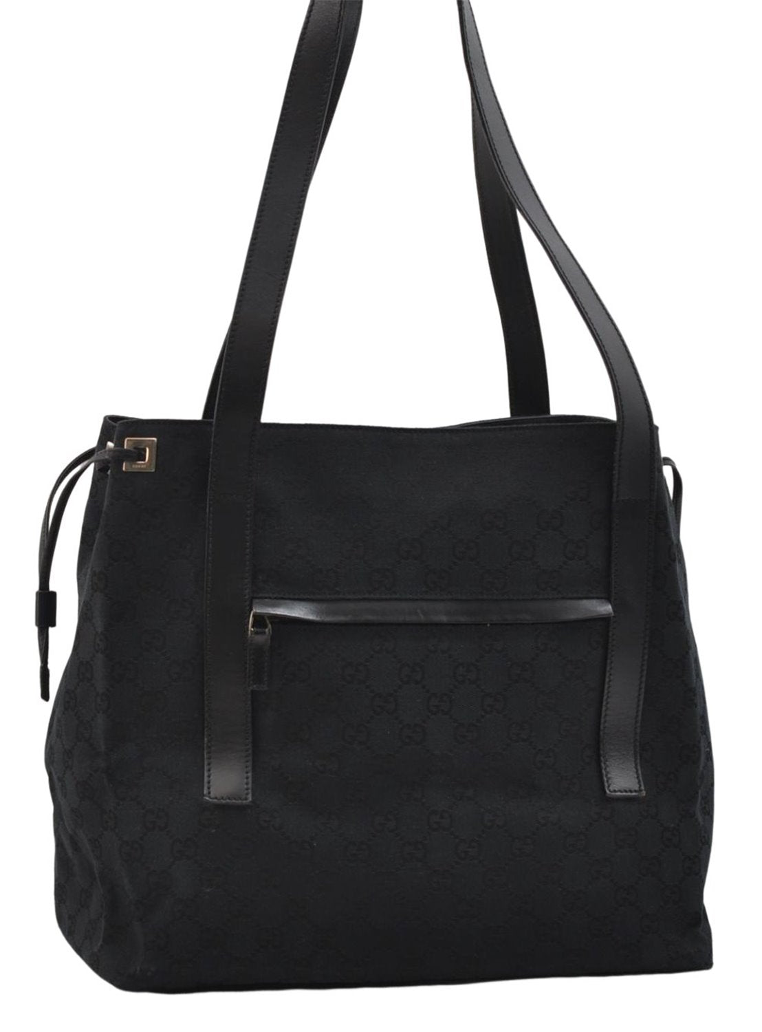 Authentic GUCCI Shoulder Hand Bag Purse GG Canvas Leather 0190493 Black 2785E