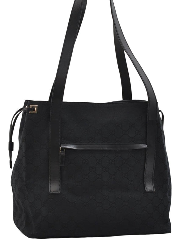 Authentic GUCCI Shoulder Hand Bag Purse GG Canvas Leather 0190493 Black 2785E