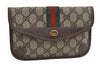 Authentic GUCCI Web Sherry Line Clutch Hand Bag Purse GG PVC Leather Brown 2785I