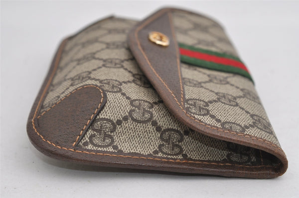 Authentic GUCCI Web Sherry Line Clutch Hand Bag Purse GG PVC Leather Brown 2785I