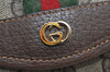 Authentic GUCCI Web Sherry Line Clutch Hand Bag Purse GG PVC Leather Brown 2785I