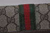 Authentic GUCCI Web Sherry Line Clutch Hand Bag Purse GG PVC Leather Brown 2785I