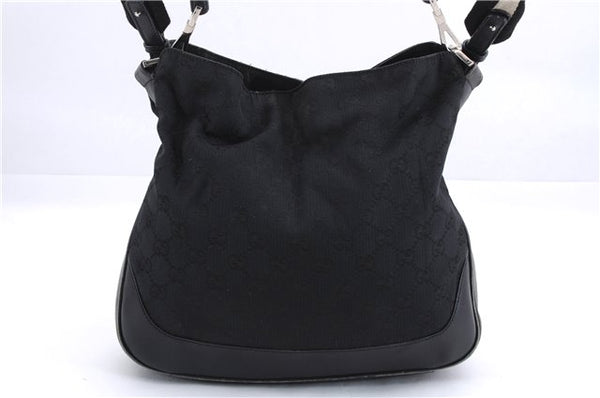 Authentic GUCCI Bamboo 2way Hand Shoulder Bag Canvas Leather 0014095 Black 2786E