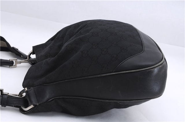 Authentic GUCCI Bamboo 2way Hand Shoulder Bag Canvas Leather 0014095 Black 2786E