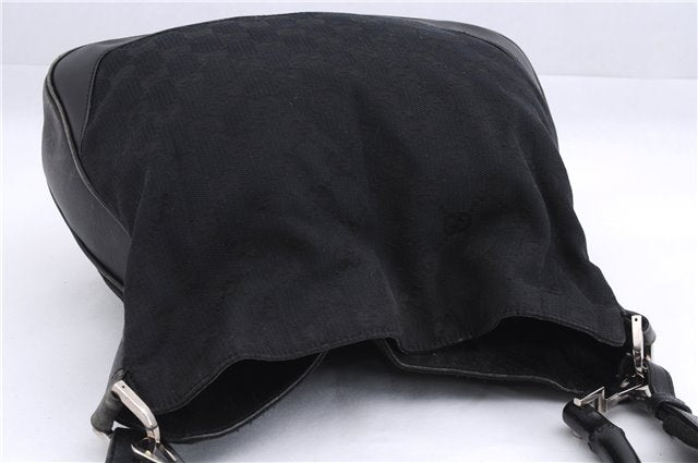 Authentic GUCCI Bamboo 2way Hand Shoulder Bag Canvas Leather 0014095 Black 2786E