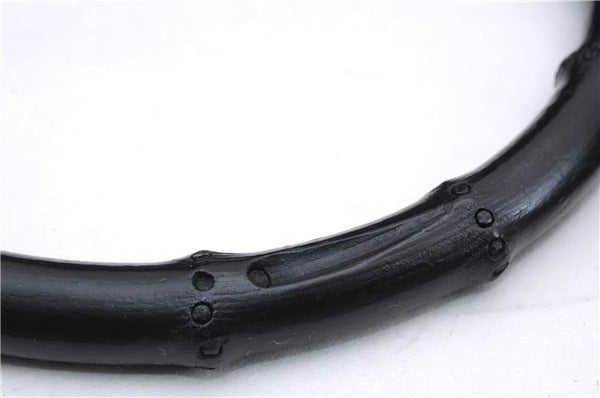 Authentic GUCCI Bamboo 2way Hand Shoulder Bag Canvas Leather 0014095 Black 2786E