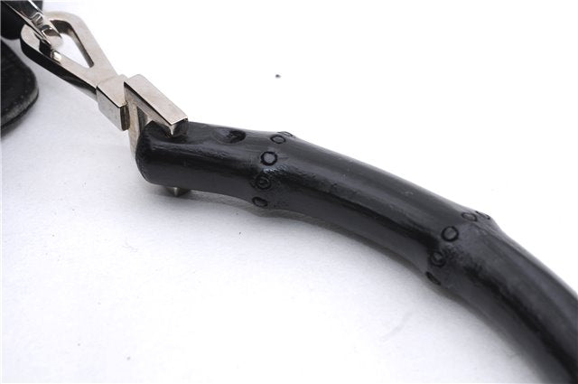 Authentic GUCCI Bamboo 2way Hand Shoulder Bag Canvas Leather 0014095 Black 2786E