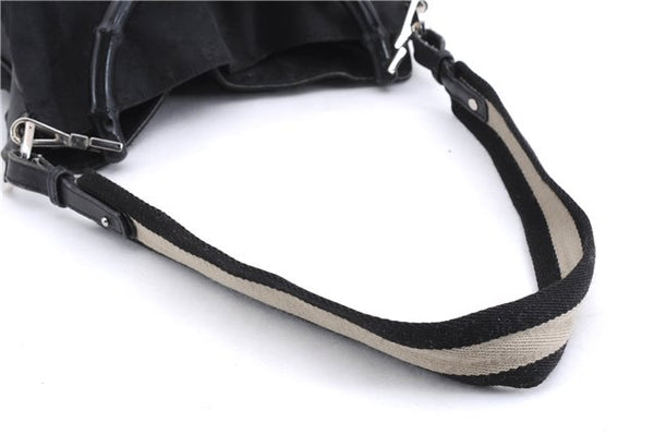 Authentic GUCCI Bamboo 2way Hand Shoulder Bag Canvas Leather 0014095 Black 2786E