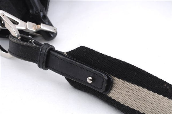 Authentic GUCCI Bamboo 2way Hand Shoulder Bag Canvas Leather 0014095 Black 2786E