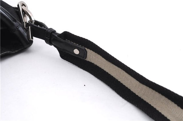 Authentic GUCCI Bamboo 2way Hand Shoulder Bag Canvas Leather 0014095 Black 2786E