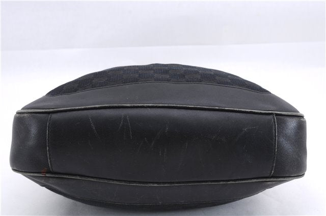 Authentic GUCCI Bamboo 2way Hand Shoulder Bag Canvas Leather 0014095 Black 2786E