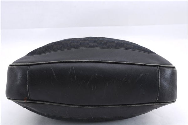 Authentic GUCCI Bamboo 2way Hand Shoulder Bag Canvas Leather 0014095 Black 2786E