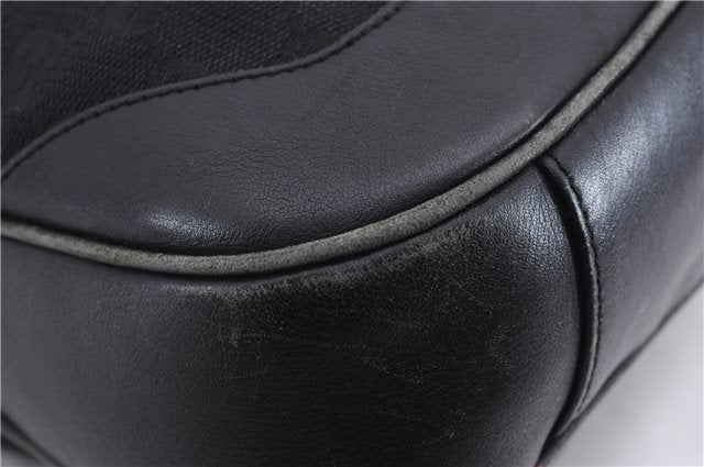 Authentic GUCCI Bamboo 2way Hand Shoulder Bag Canvas Leather 0014095 Black 2786E