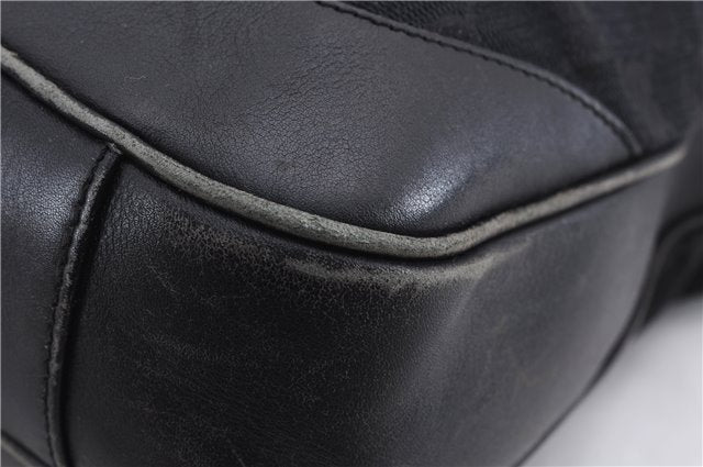 Authentic GUCCI Bamboo 2way Hand Shoulder Bag Canvas Leather 0014095 Black 2786E