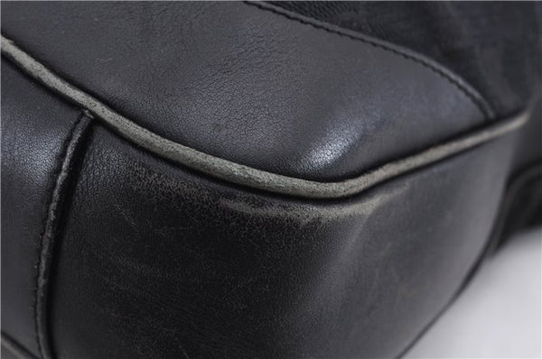 Authentic GUCCI Bamboo 2way Hand Shoulder Bag Canvas Leather 0014095 Black 2786E