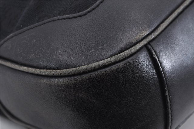 Authentic GUCCI Bamboo 2way Hand Shoulder Bag Canvas Leather 0014095 Black 2786E