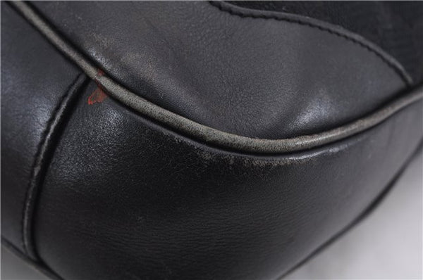 Authentic GUCCI Bamboo 2way Hand Shoulder Bag Canvas Leather 0014095 Black 2786E