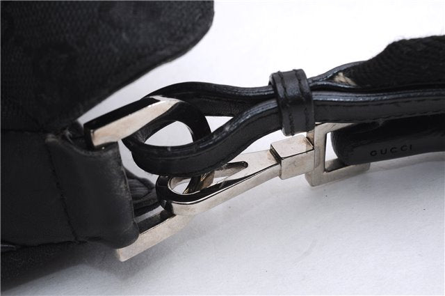 Authentic GUCCI Bamboo 2way Hand Shoulder Bag Canvas Leather 0014095 Black 2786E
