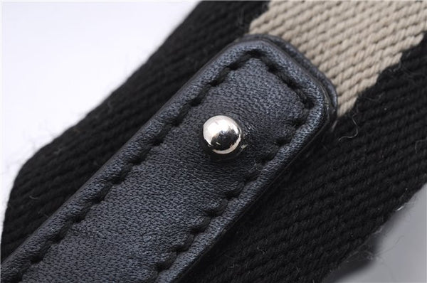 Authentic GUCCI Bamboo 2way Hand Shoulder Bag Canvas Leather 0014095 Black 2786E