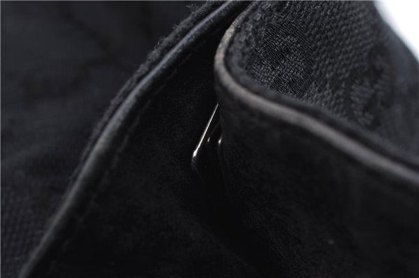 Authentic GUCCI Bamboo 2way Hand Shoulder Bag Canvas Leather 0014095 Black 2786E