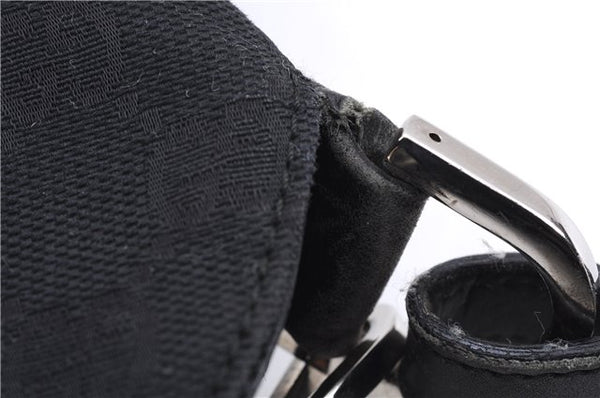 Authentic GUCCI Bamboo 2way Hand Shoulder Bag Canvas Leather 0014095 Black 2786E