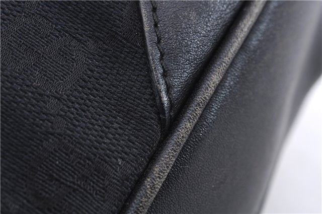 Authentic GUCCI Bamboo 2way Hand Shoulder Bag Canvas Leather 0014095 Black 2786E