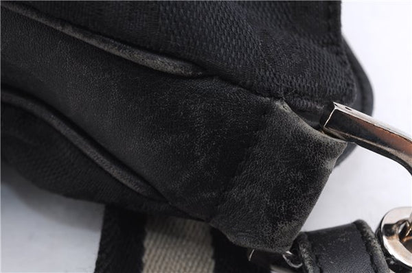 Authentic GUCCI Bamboo 2way Hand Shoulder Bag Canvas Leather 0014095 Black 2786E