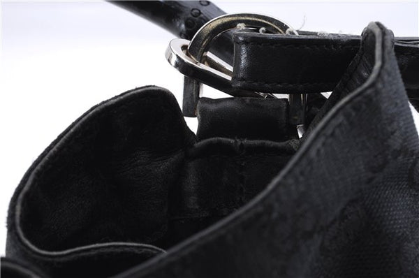 Authentic GUCCI Bamboo 2way Hand Shoulder Bag Canvas Leather 0014095 Black 2786E