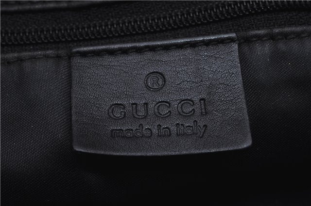 Authentic GUCCI Bamboo 2way Hand Shoulder Bag Canvas Leather 0014095 Black 2786E