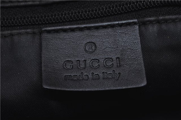 Authentic GUCCI Bamboo 2way Hand Shoulder Bag Canvas Leather 0014095 Black 2786E
