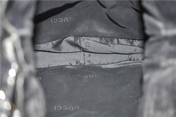 Authentic GUCCI Bamboo 2way Hand Shoulder Bag Canvas Leather 0014095 Black 2786E