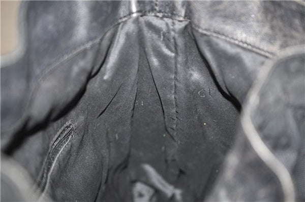 Authentic GUCCI Bamboo 2way Hand Shoulder Bag Canvas Leather 0014095 Black 2786E